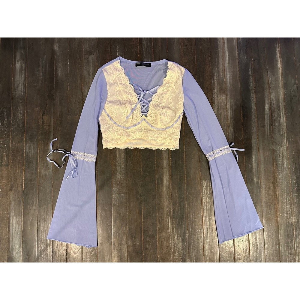 Finesse Periwinkle Blue Lace Crop Top